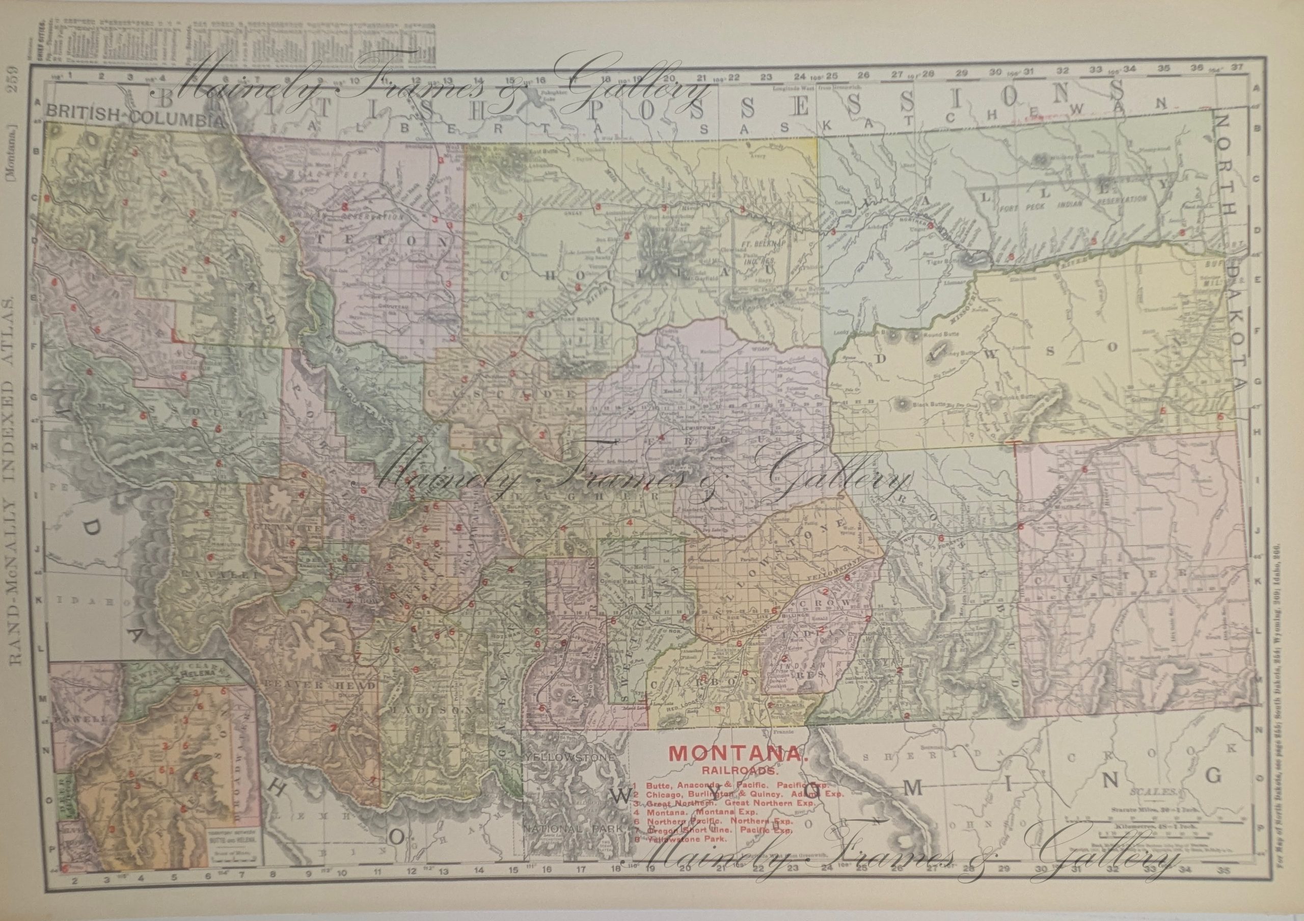 1906 Railroad Map of Montana by Rand McNally