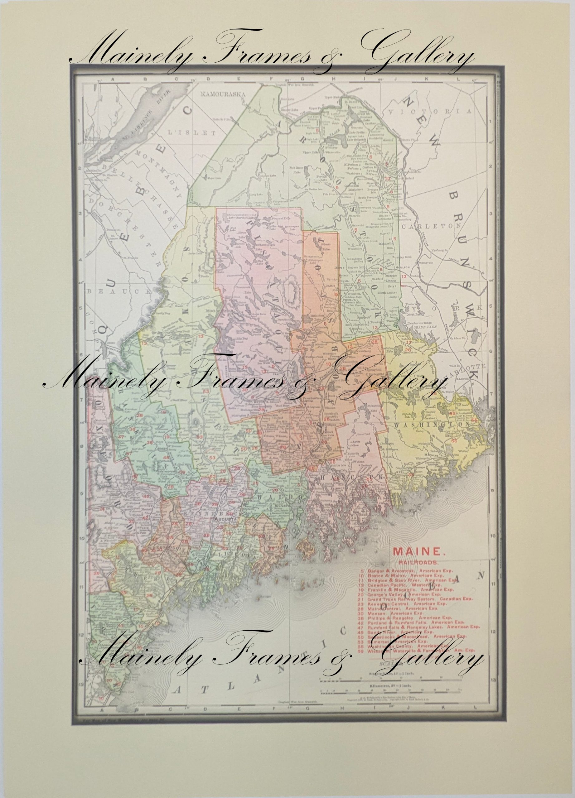 1906 Railroad Map of Maine by Rand McNally