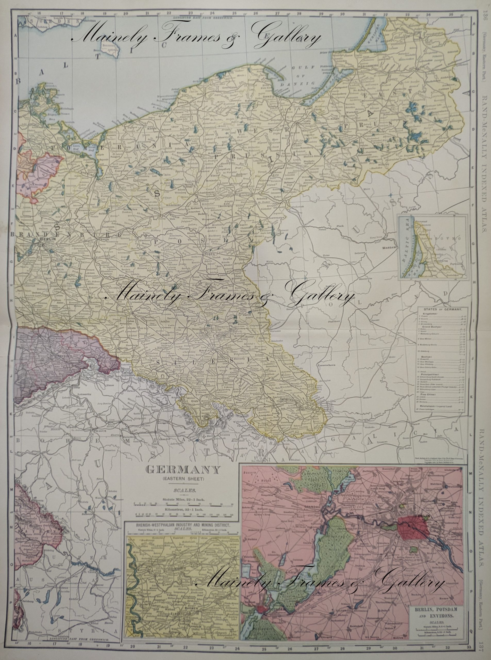 1906 Map of Eastern Germany by Rand McNally