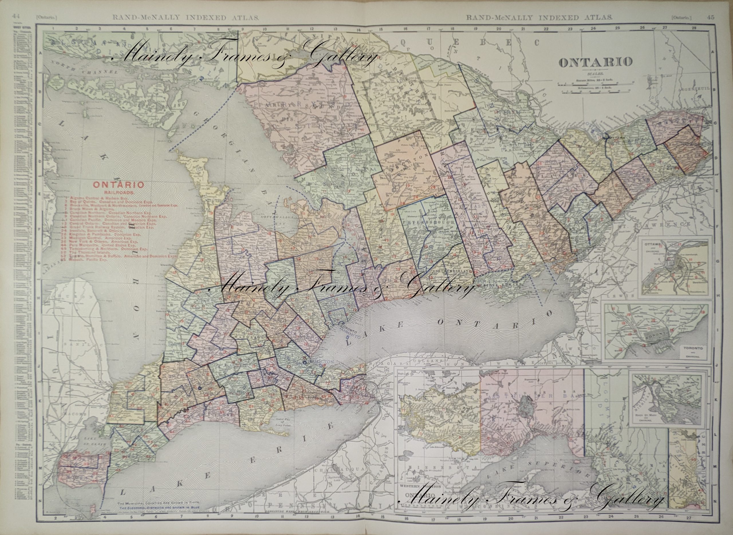 1906 Map of Ontario by Rand McNally