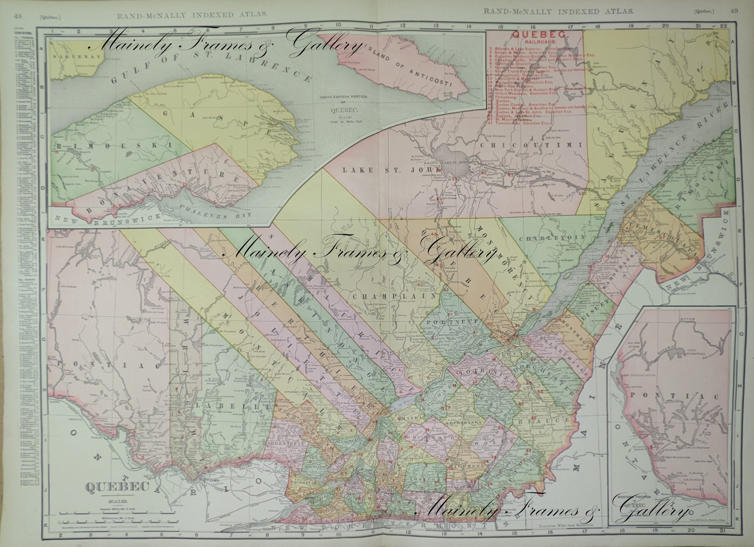 1906 Map of Quebec by Rand McNally