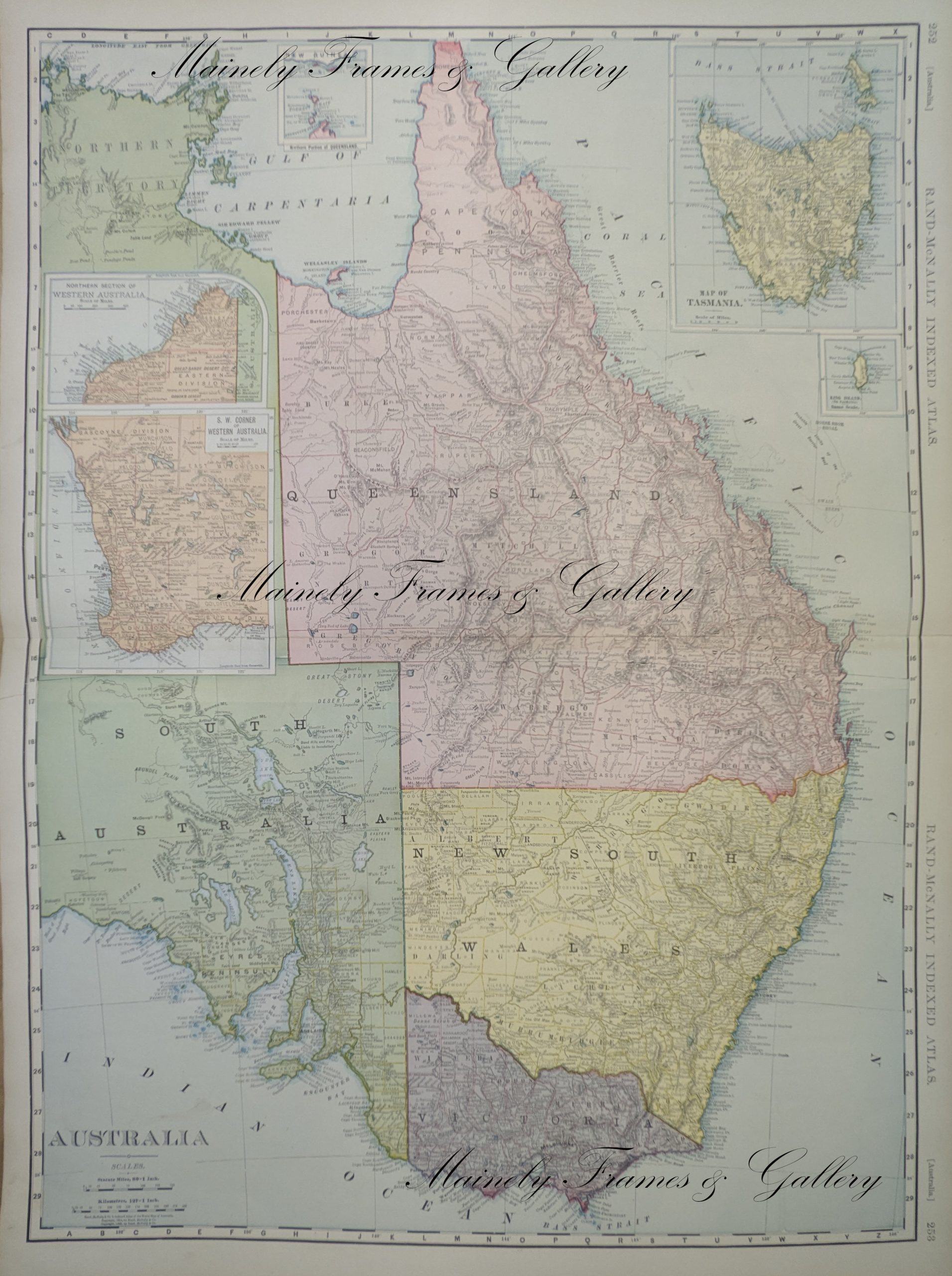 1906 Map of Eastern Australia by Rand McNally