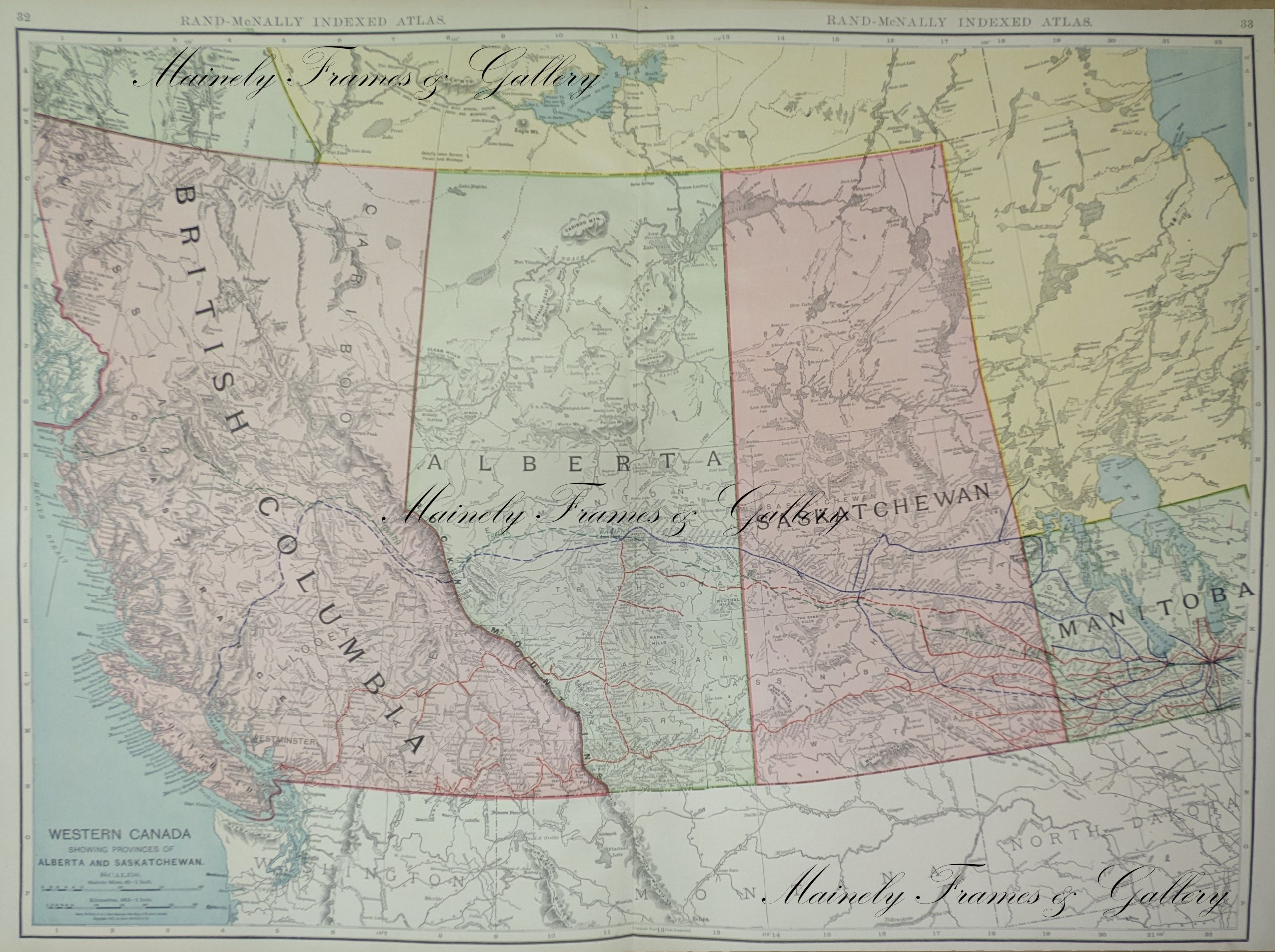 1906 Map of Western Canada by Rand McNally