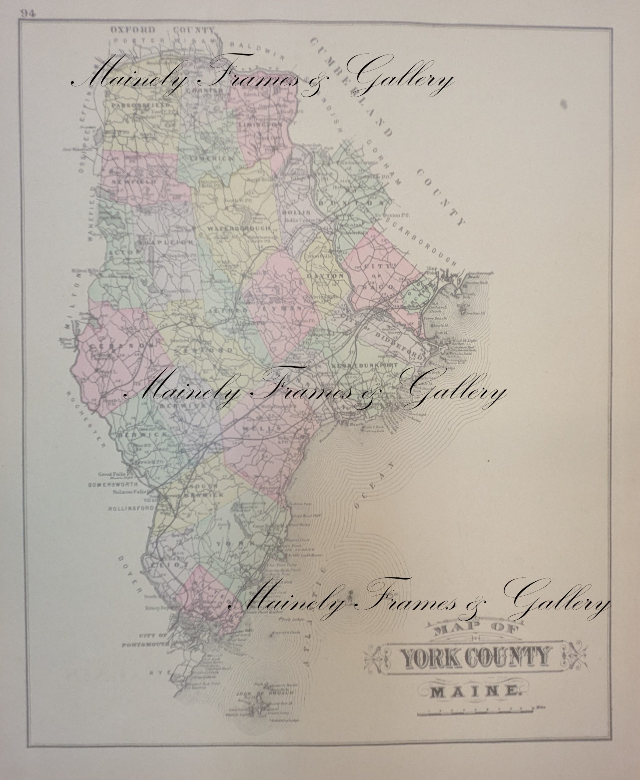 1884 Map of York County, Maine by Colby & Stuart