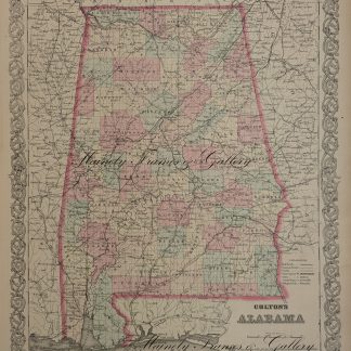 1855 Map of Alabama by J. H. Colton