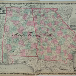 1862 Map of Georgia and Alabama by Johnson and Ward