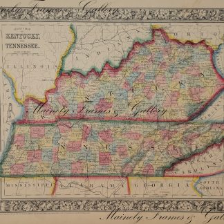 1867 Map of Kentucky and Tennessee by Mitchell