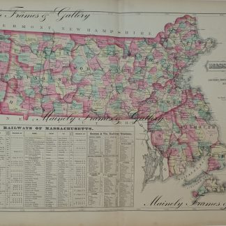 1871 Railroad Map of Massachusetts by Walling & Gray