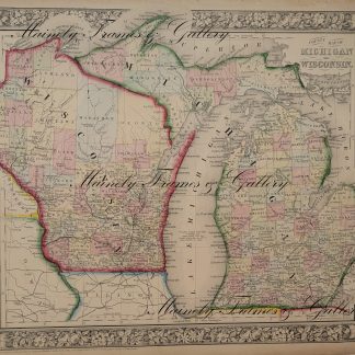 1863 Map of Michigan and Wisconsin by Mitchell